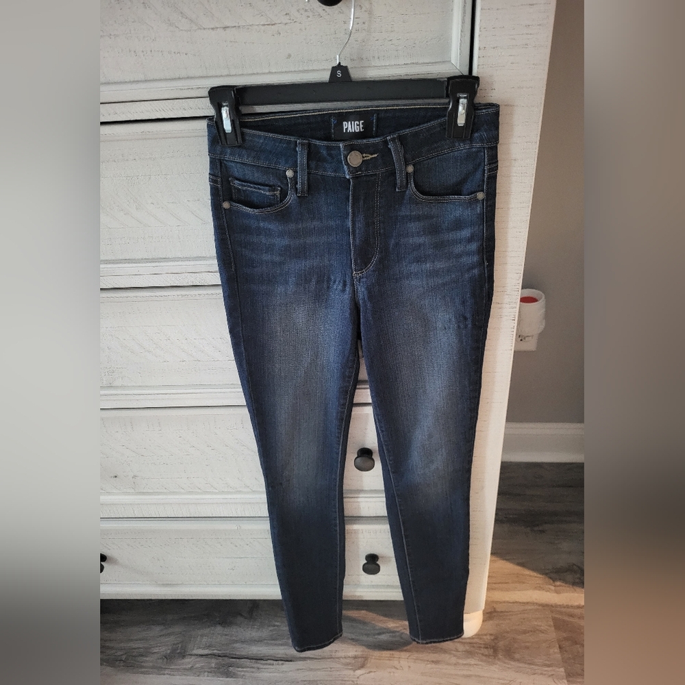 PAIGE Blue Skinny Jeans with Faded Wash